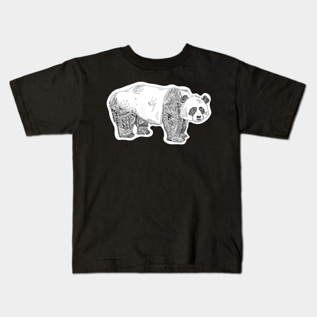 Panda Line Art Kids T-Shirt by MSBoydston